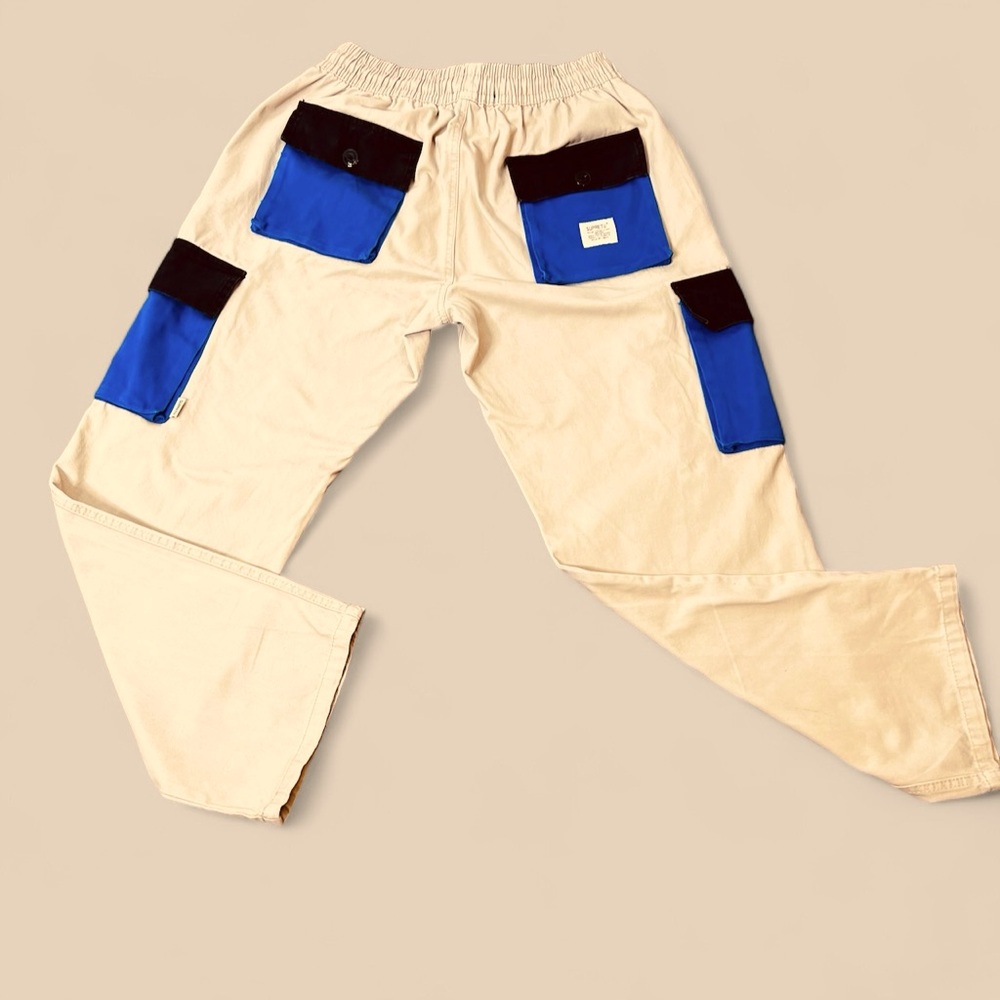 SUPRETU Utility Gorpcore Retro Tan Cargo Pants w/Colorblock Pockets SZ “XXL”